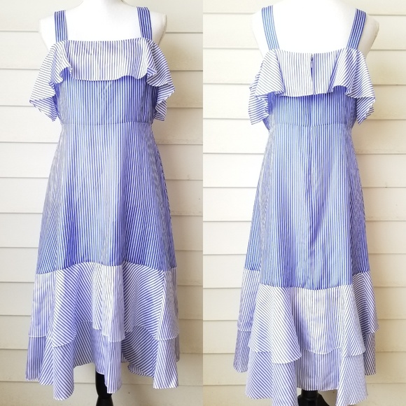 NEW J. Crew Striped Cold Shoulder Midi Silk Dress - Picture 3 of 8